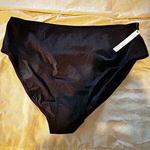 BRIEFS, BATHING SUIT BOTTOM, NYLON SPANDEX, BLACK, SIZE 4X, ADDITION ELLE,